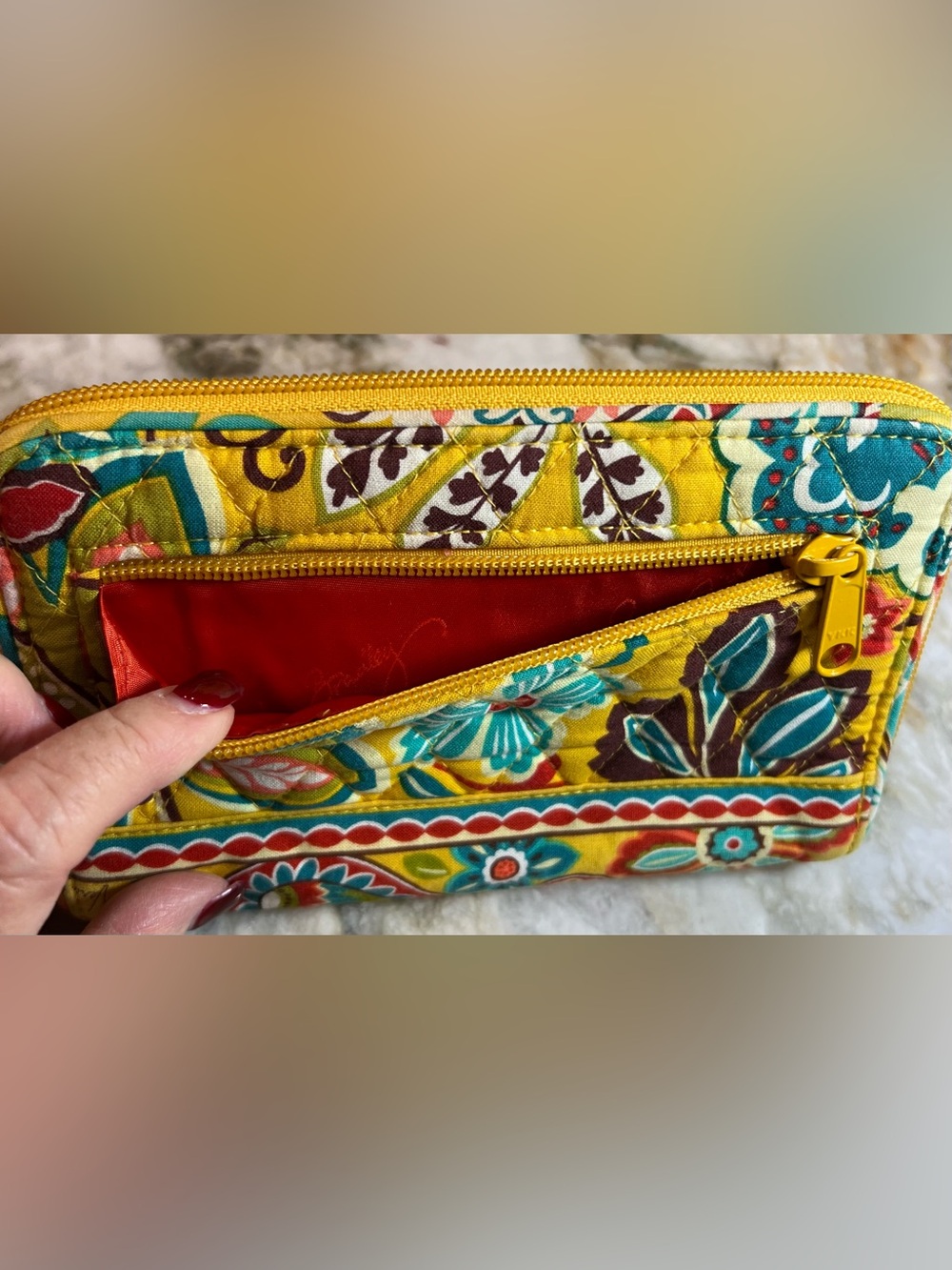 Vera Bradley Wallet EUC Yellow Floral Quilted Crossbody Bag - Vibrant Multicolor - Picture 2 of 9